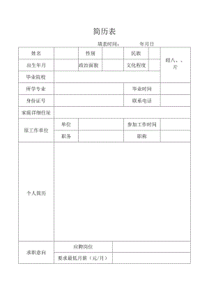 个人空白简历标准表(29).docx