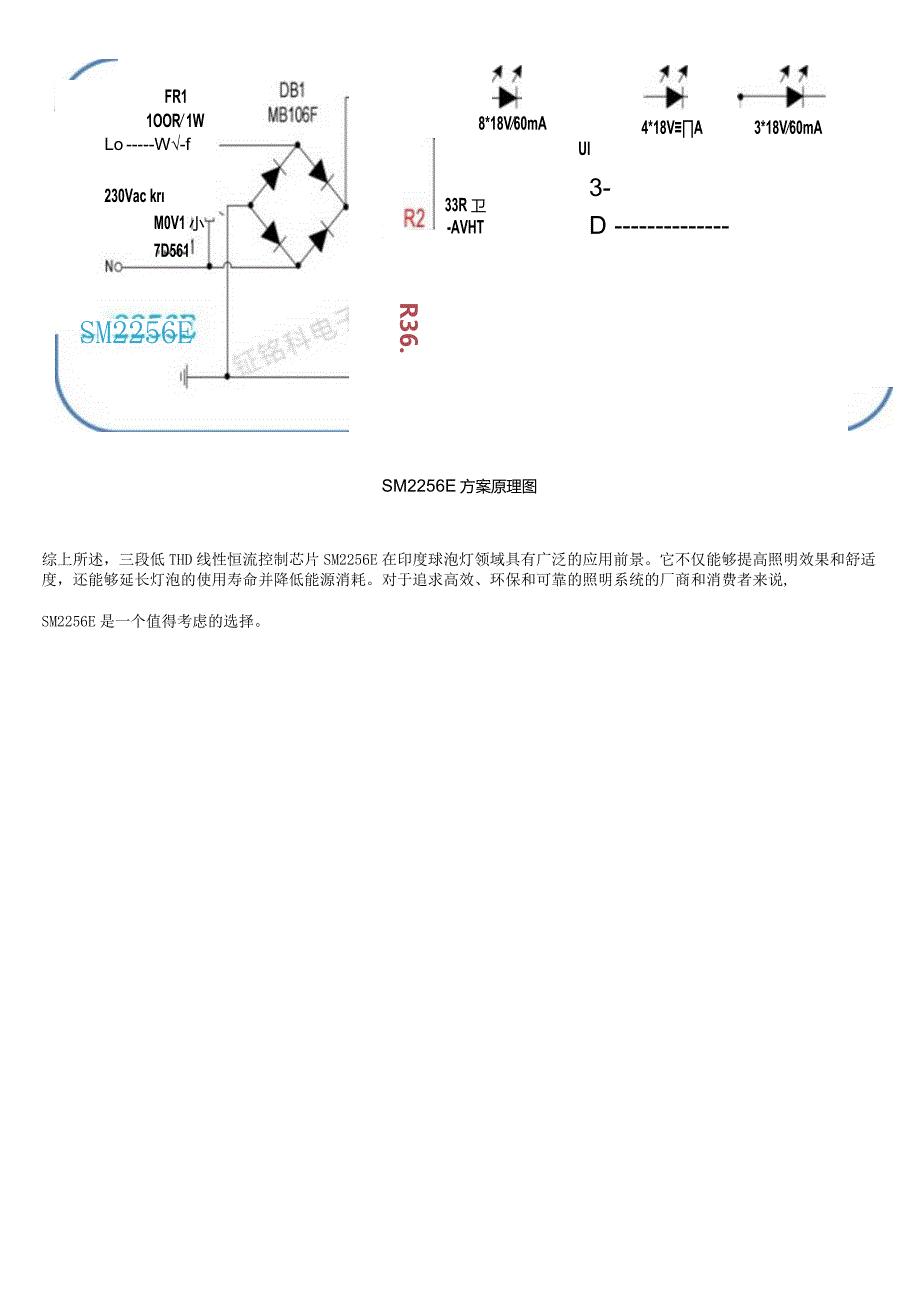 三段低THD线性恒流控制芯片SM2256E：适用于印度球泡灯9W@230Vac.docx_第2页