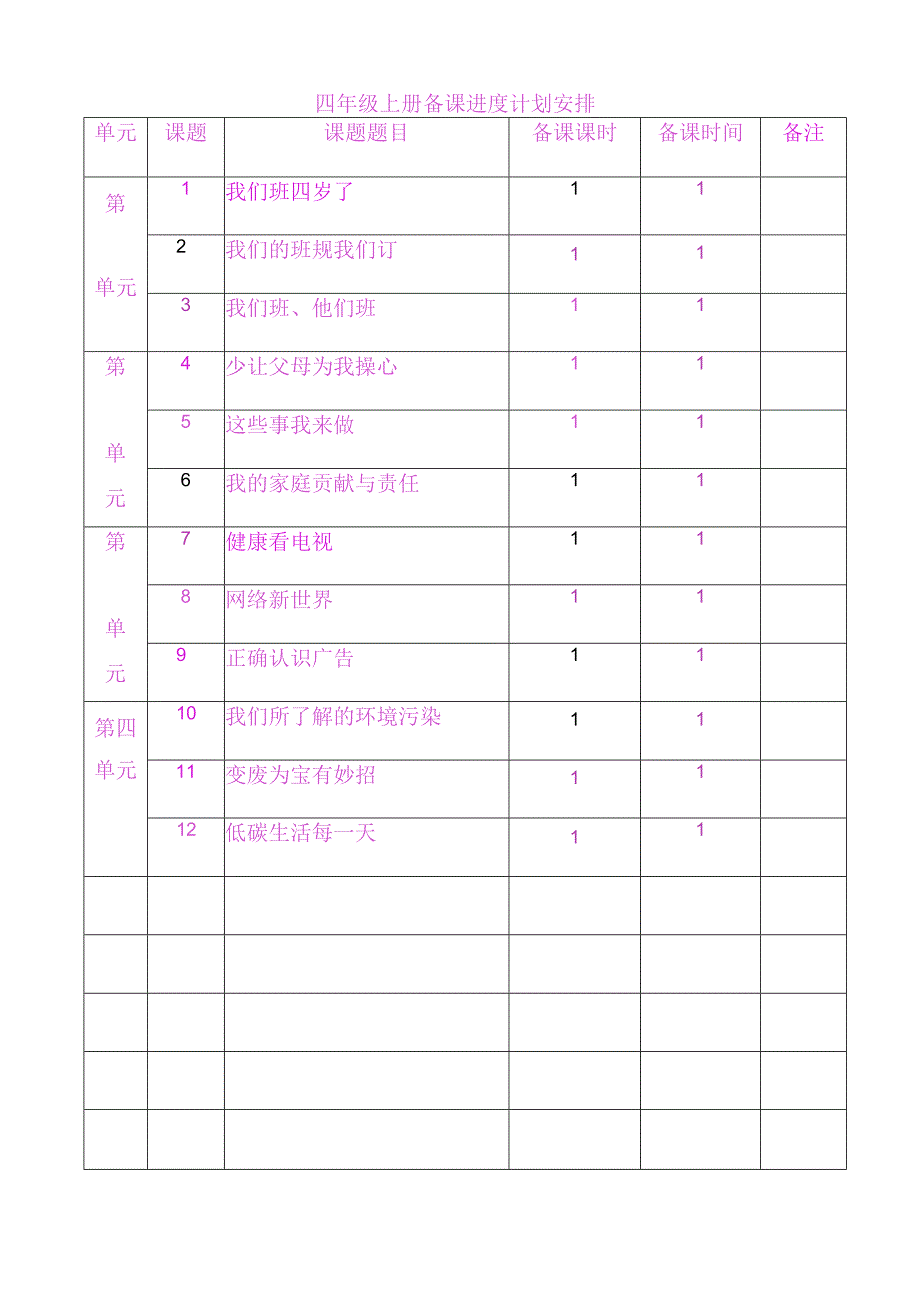 四年级人教版上册道德与法治教案和课课练及答案60页.docx_第2页