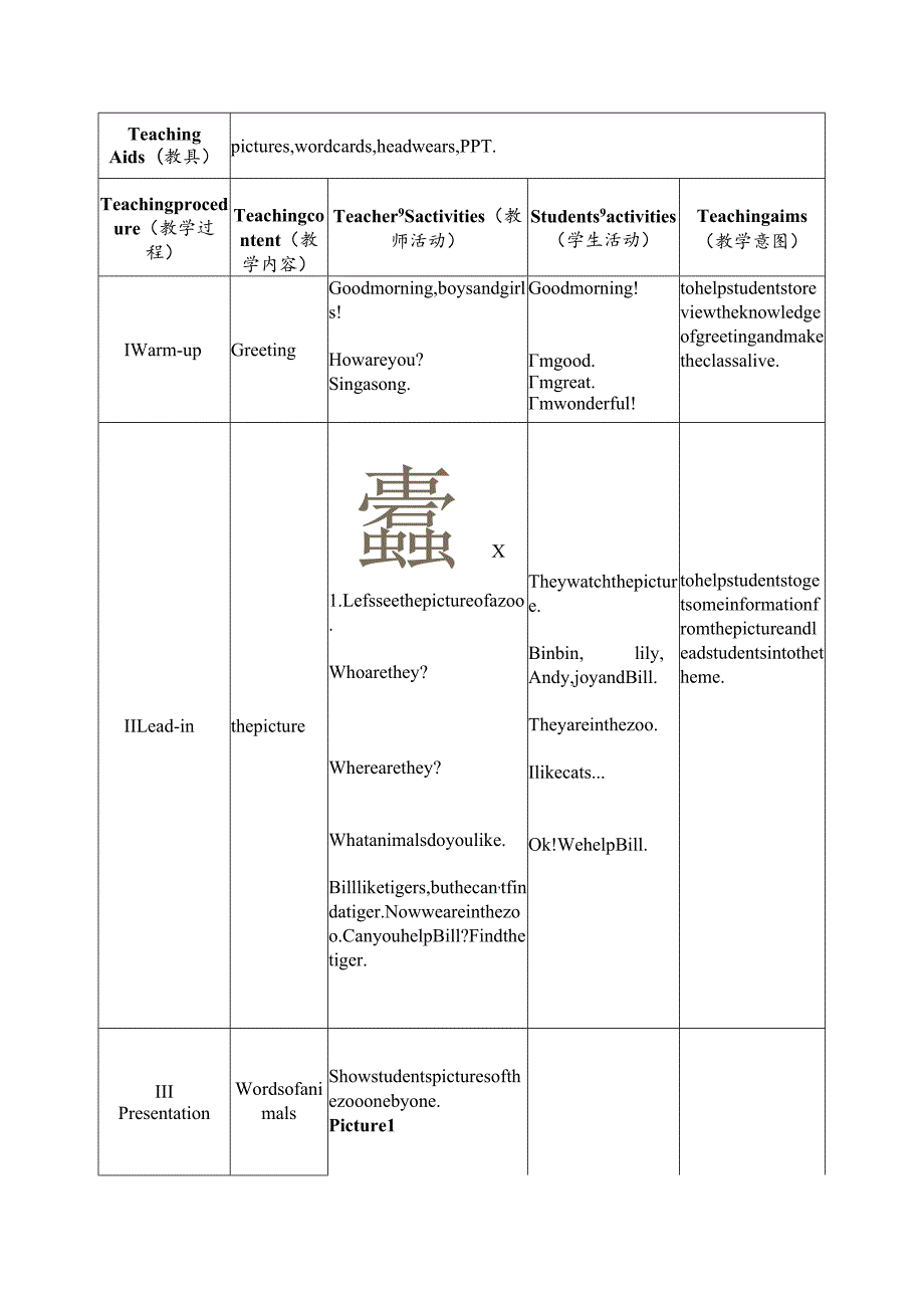 一年级上册Unit3AnimalsUnit3AnimalsLesson1教学设计.docx_第2页