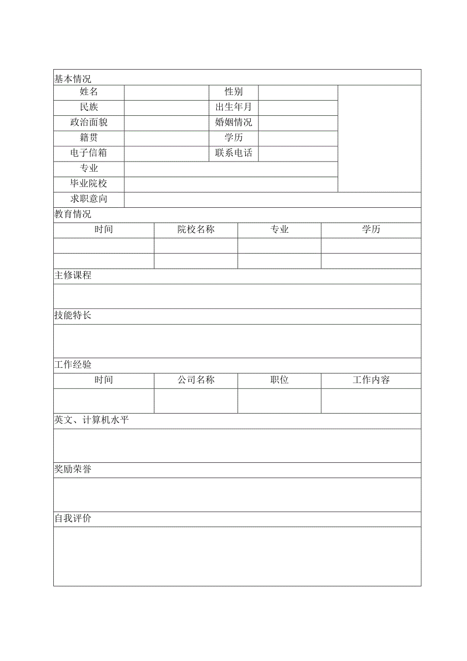 个人空白简历标准表(26).docx_第2页