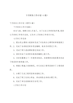 下月财务工作计划（3篇）.docx