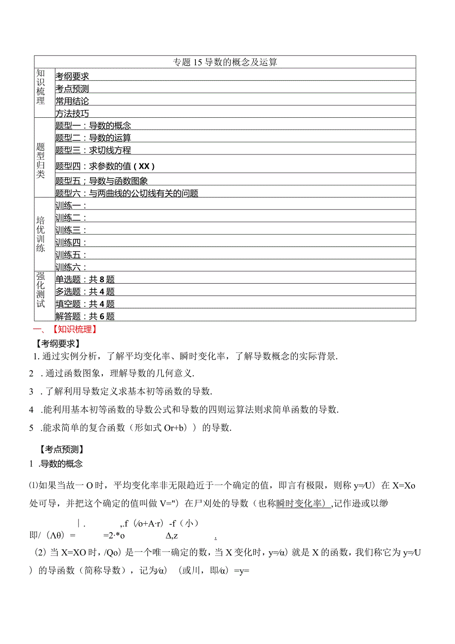 专题15导数的概念及运算（解析版）公开课教案教学设计课件资料.docx_第1页