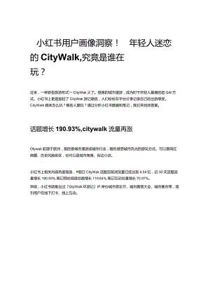 小红书用户画像洞察！年轻人迷恋的Citywalk究竟是谁在玩？.docx