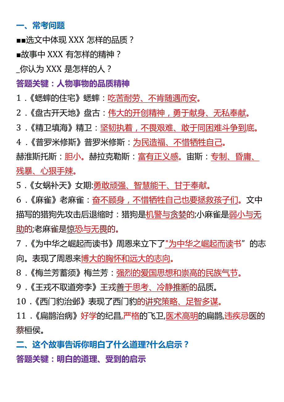 四上期末课内阅读常考问题必备.docx_第1页