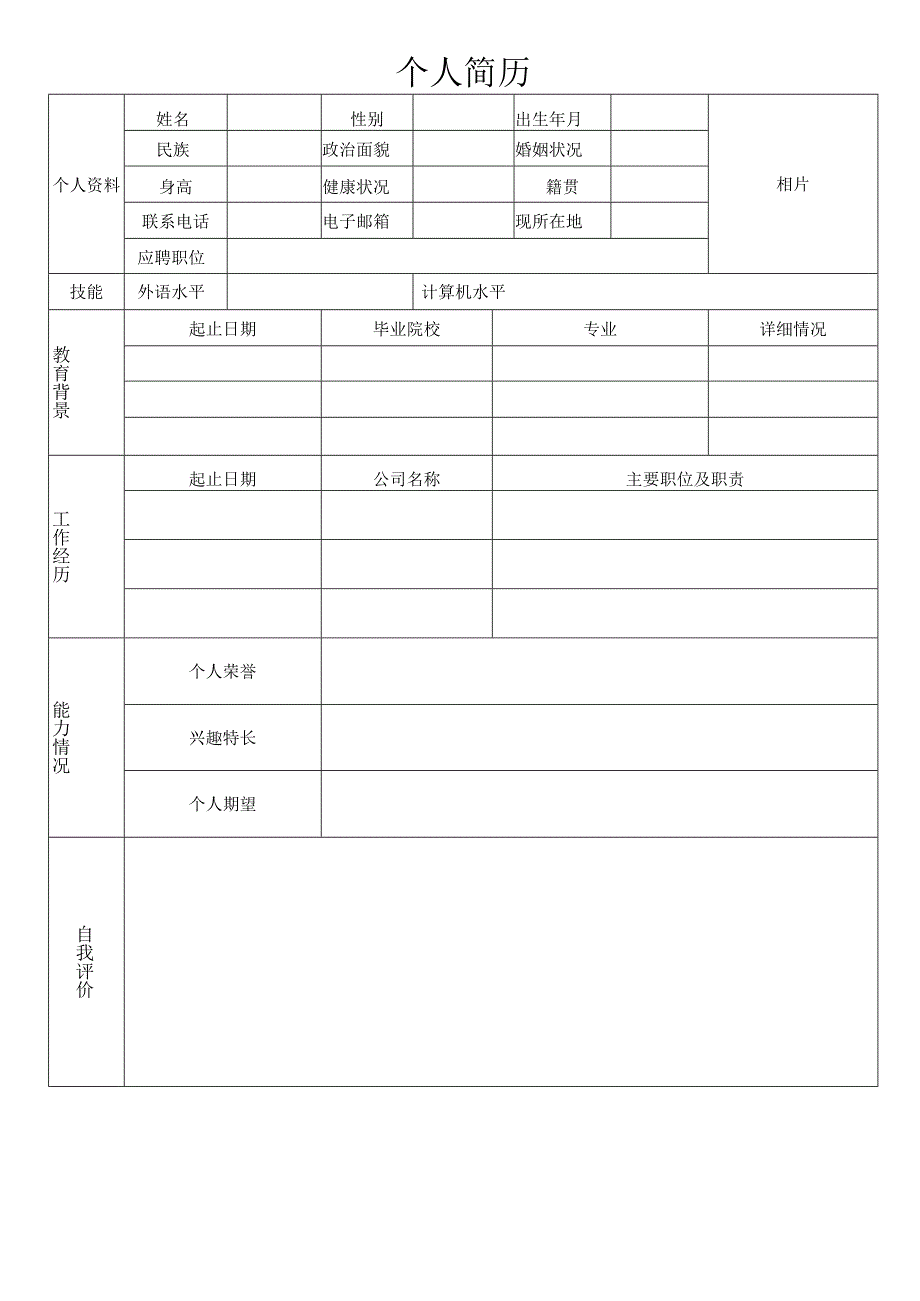 个人空白简历标准表(5).docx_第3页