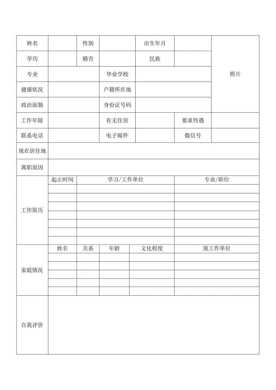 个人空白简历标准表(39).docx_第1页