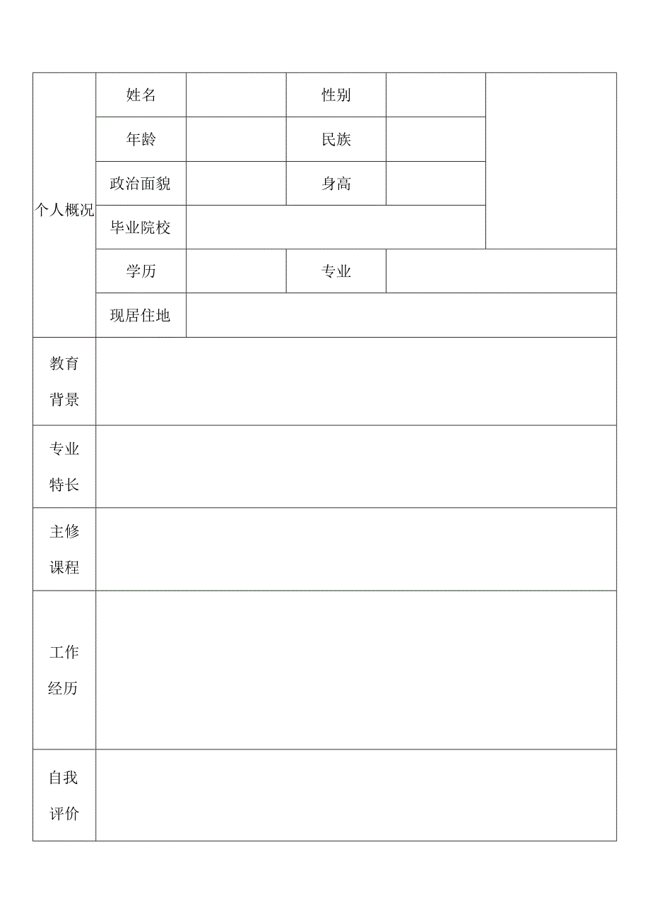 个人空白简历标准表(39).docx_第2页