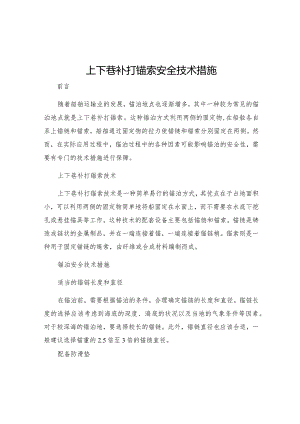 上下巷补打锚索安全技术措施.docx