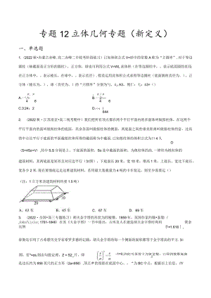 专题12立体几何专题（新定义）（原卷版）.docx