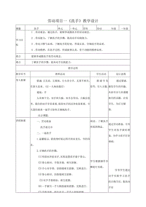 【核心素养目标】人教版《劳动教育》一上：《洗手》教案.docx