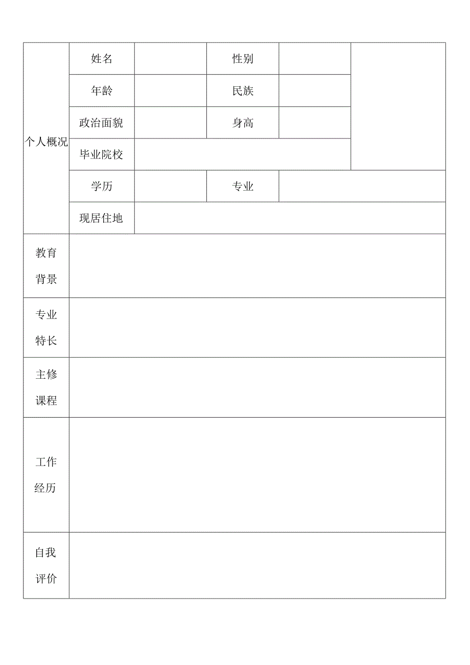 个人空白简历标准表(7).docx_第2页