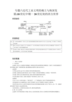 一轮总复习学案专题六近代工业文明的确立与纵深发展18世纪中期—含解析.docx