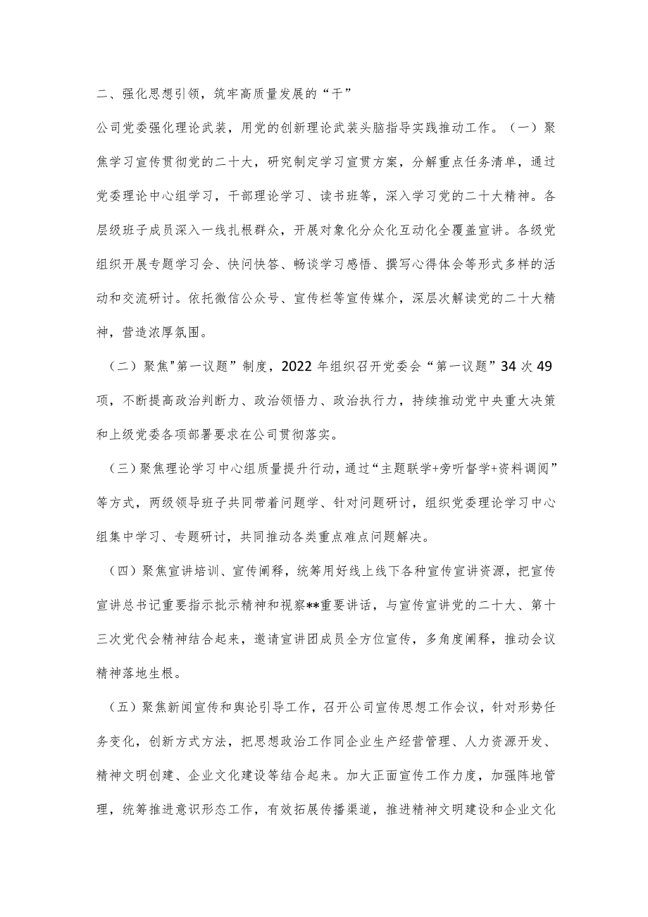 【最新党政公文】混合所有制企业党建引领高质量发展工作情况汇报（完整版）.docx_第2页