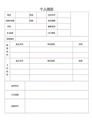 个人空白简历标准表(28).docx