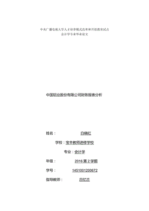 中国铝业股份有限公司财务报表分析.docx