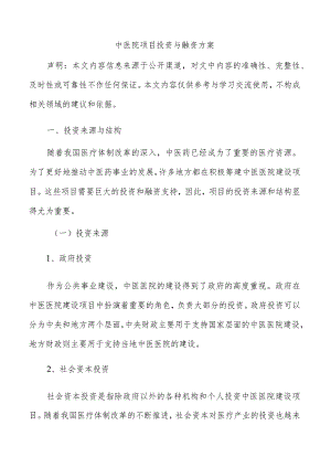 中医院项目投资与融资方案.docx