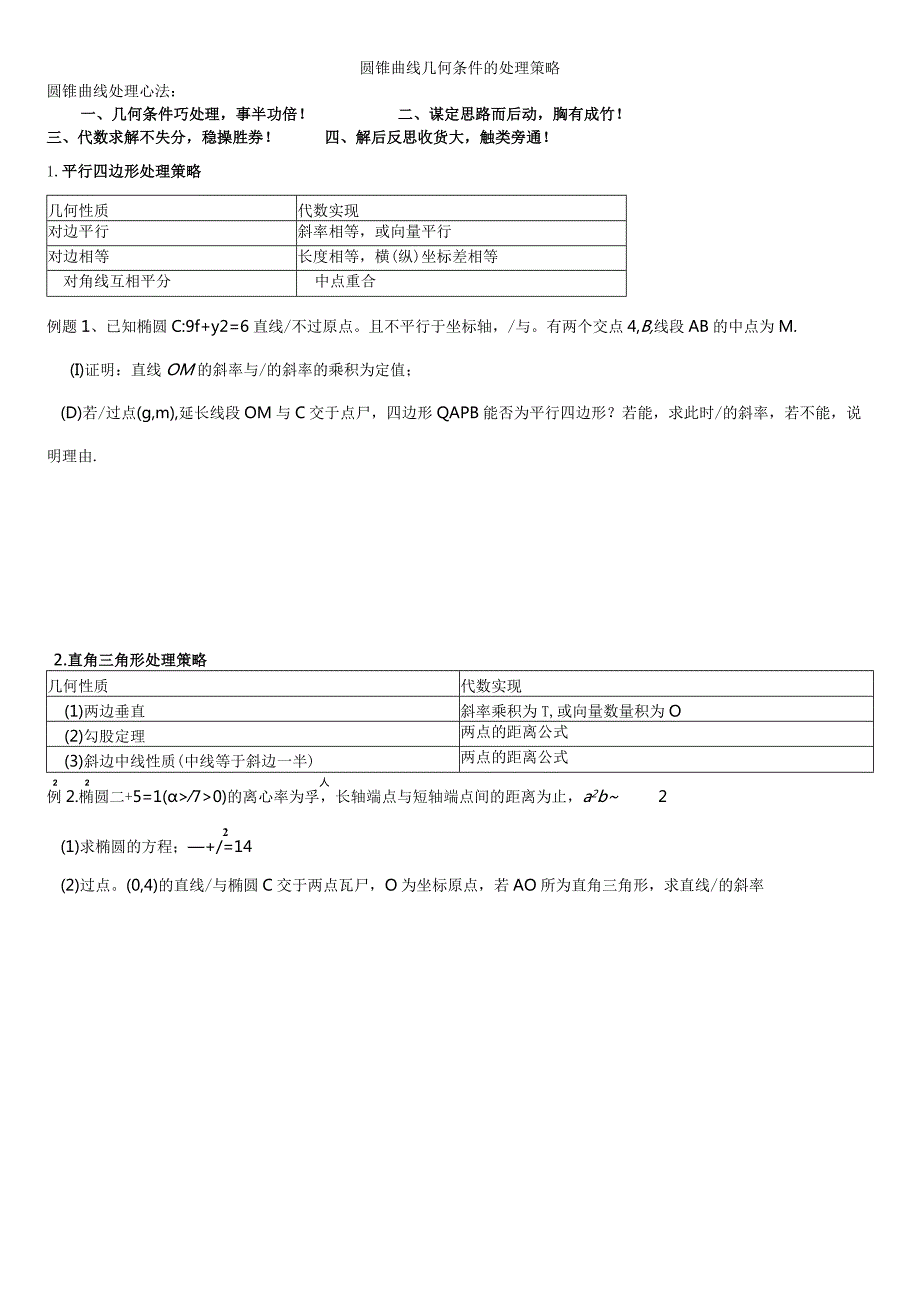 圆锥曲线几何条件的处理策略.docx_第1页