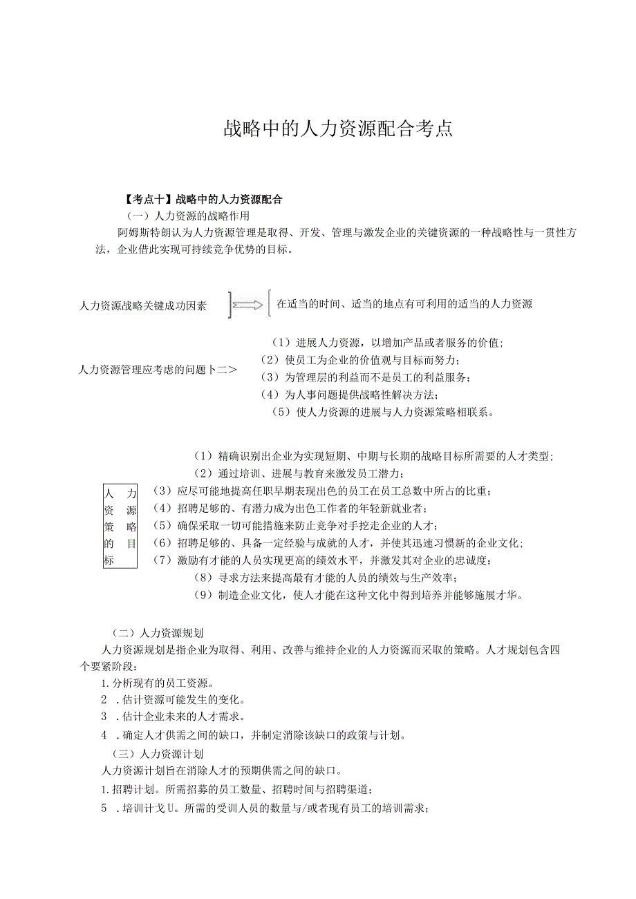 战略中的人力资源配合考点.docx_第1页