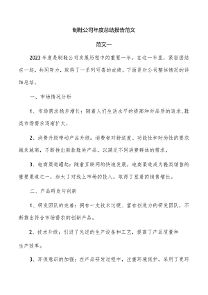 制鞋公司年度总结报告范文.docx