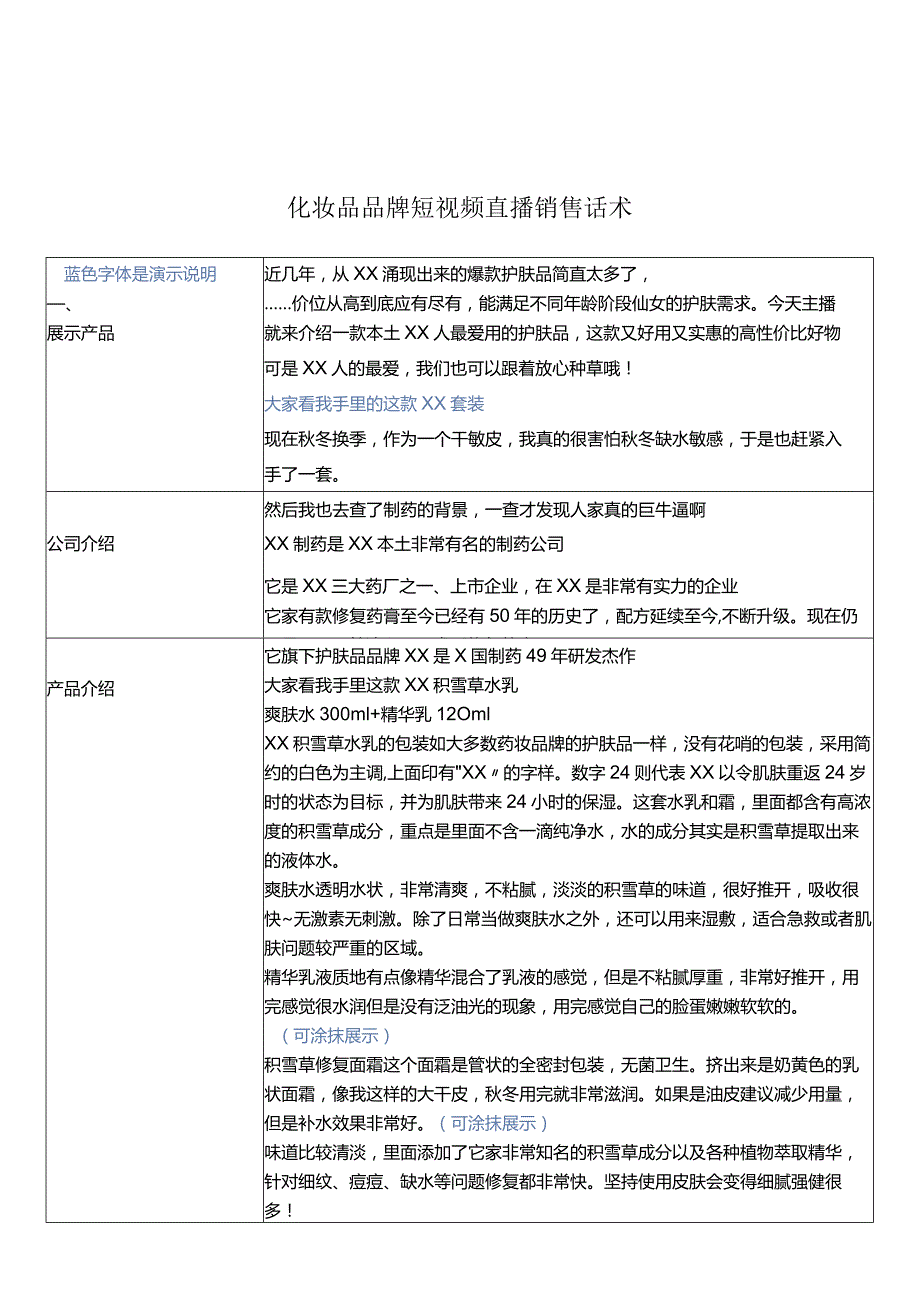 化妆品品牌短视频直播销售话术.docx_第1页