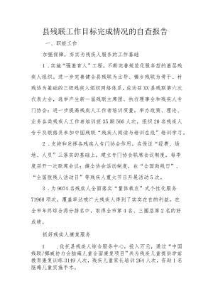 县残联工作目标完成情况的自查报告.docx