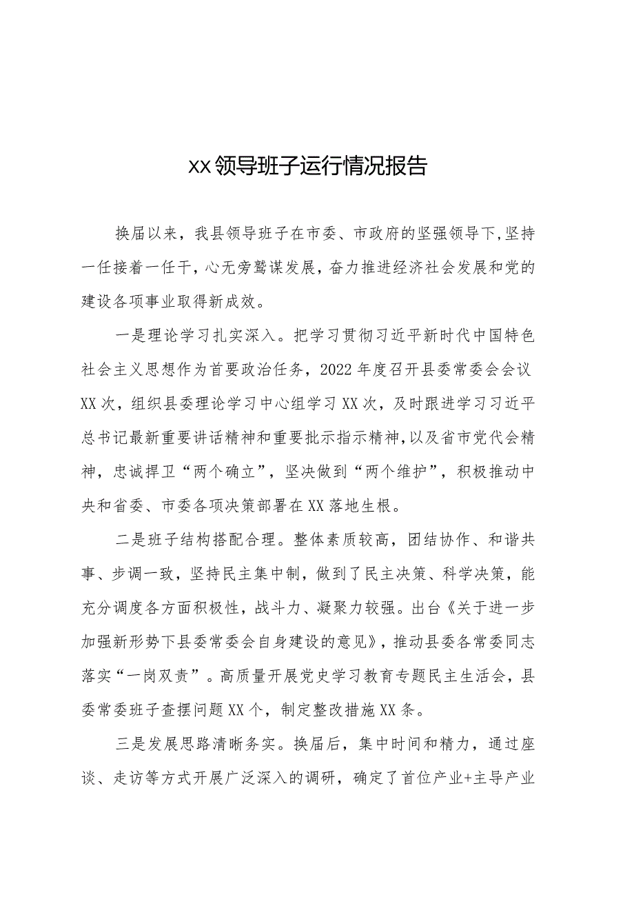 县区领导班子运行情况报告.docx_第1页