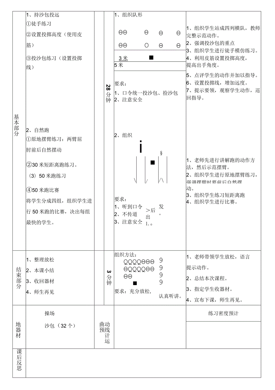 持轻物投远自然跑（教案）人教版体育一年级上册.docx_第2页