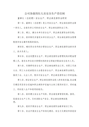 公司各级岗位人员安全生产责任制.docx