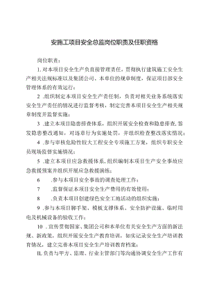 安施工项目安全总监岗位职责及任职资格.docx