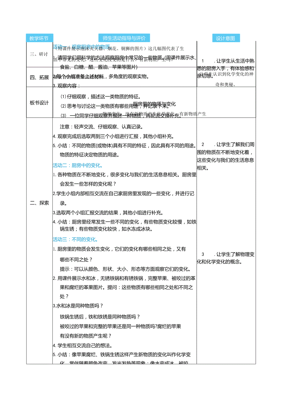 厨房里的物质与变化核心素养目标教案表格式新教科版科学六年级下册.docx_第2页