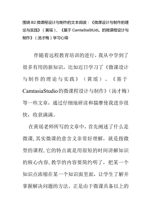 围绕B2微课程设计与制作的文本阅读《微课设计与制作的理论与实践》(黄瑶)、《基于CamtasiaStudio的微课程设计与制作》(汤才梅)学习心得精品.docx