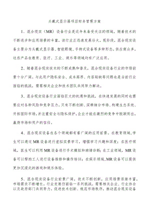 头戴式显示器项目财务管理方案.docx