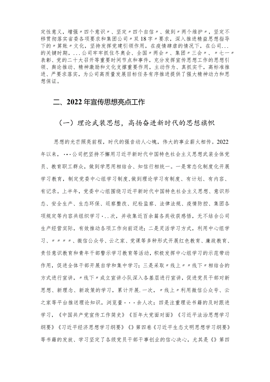 公司2022年宣传思想工作自评报告.docx_第2页