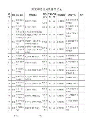 劳工和道德风险评估记录.docx