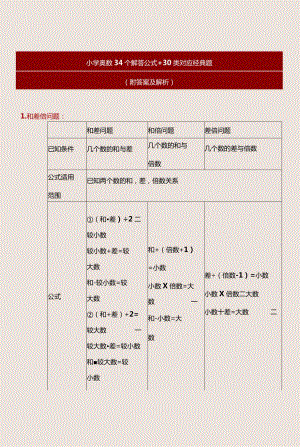 小学奥数34个解答公式+30类对应经典题型.docx