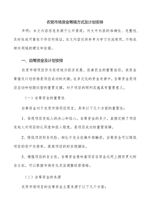 农贸市场资金筹措方式及计划安排.docx