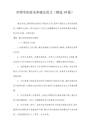 对领导的意见和建议范文(精选19篇).docx