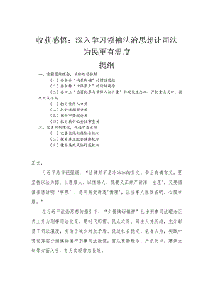 心得体会——深入学习领袖法治思想让司法为民更有温度.docx