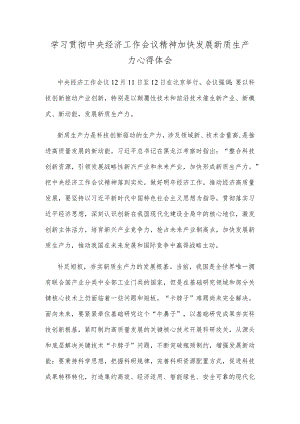 学习贯彻中央经济工作会议精神加快发展新质生产力心得体会.docx