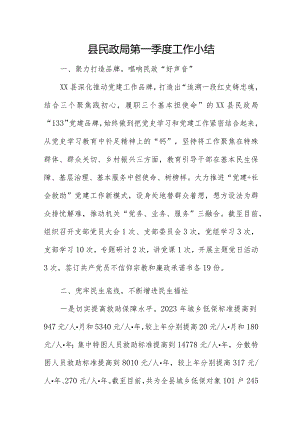 县民政局第一季度工作小结.docx