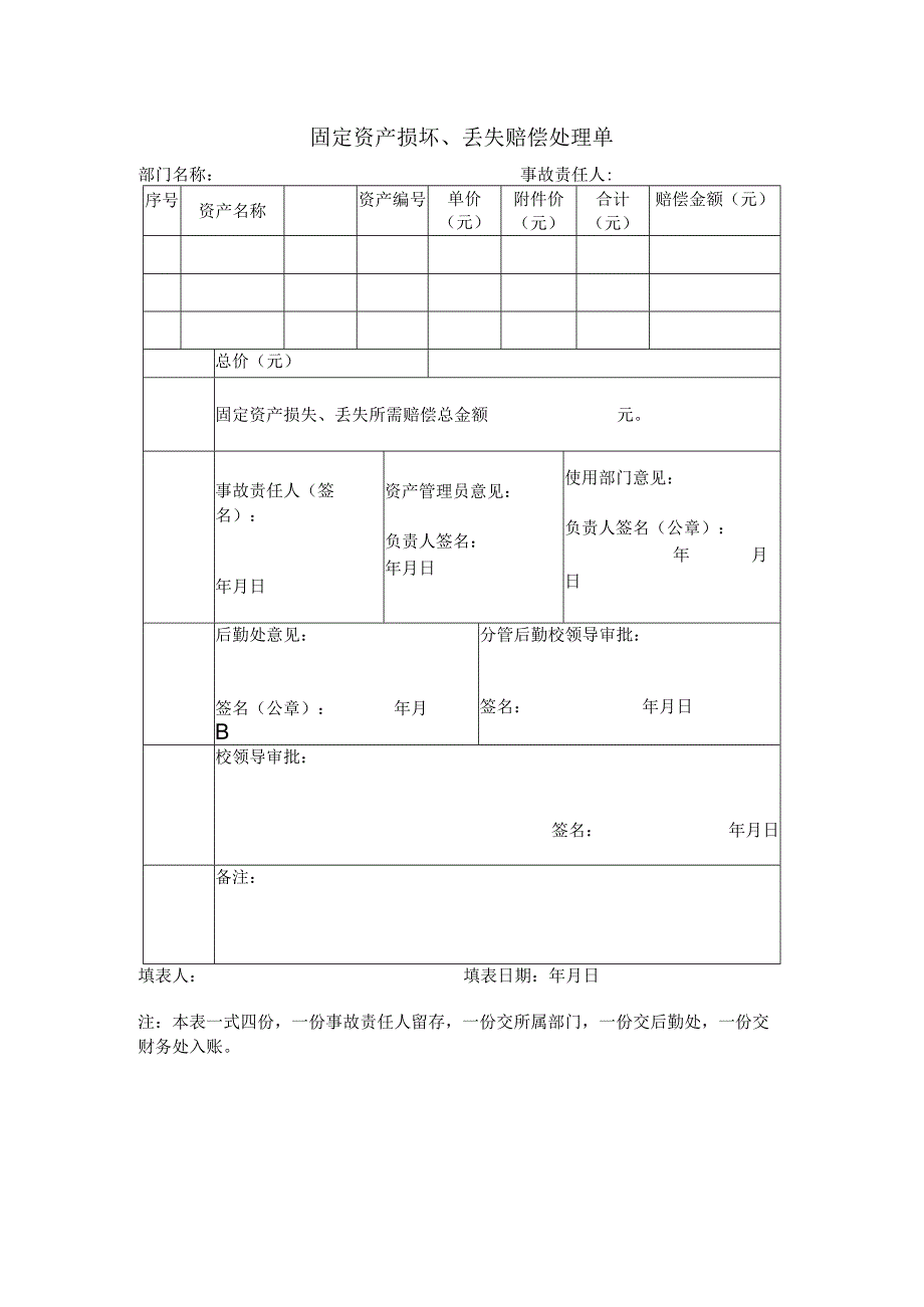 固定资产损坏、丢失赔偿处理单.docx_第1页