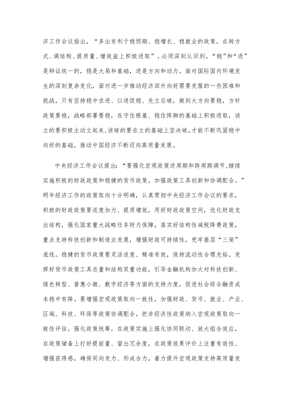 学习贯彻中央经济工作会议精神心得体会发言.docx_第2页