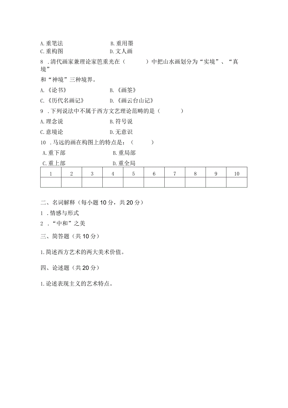 奥鹏福师大学2021年8月课程考试《美术概论》作业考核试题.docx_第2页