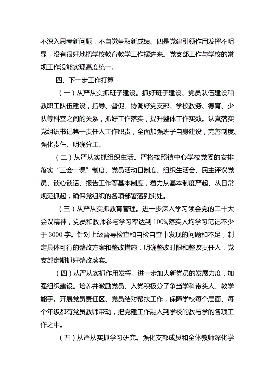 学校2023年党支部抓基层党建工作述职报告四.docx_第3页