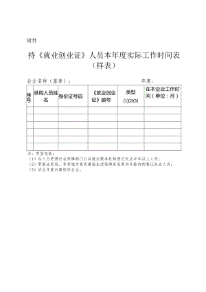 持〈就业创业证〉人员本年度实际工作时间表.docx