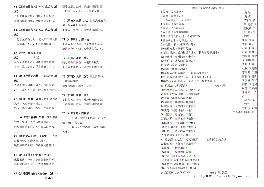 小升初：1-6年级优秀诗文背诵推荐篇目（共75篇）.docx_第3页