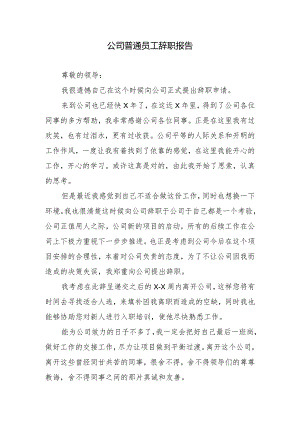 公司普通员工辞职报告.docx