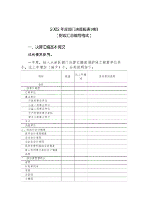 2022年度部门决算报表说明（财政汇总编写格式）.docx