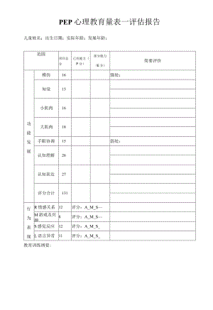 (完整word版)PEP-3心理教育量表--评估报告解析.docx